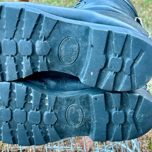 Vintage 1990s Ranger Firefighter Boots Size 10 W Black Leather Zipper Lace Up - Picture 15 of 16